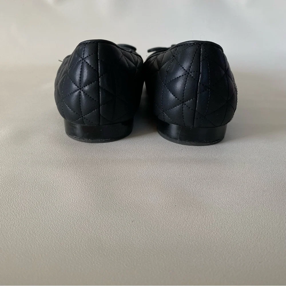 Kenneth Cole Reaction Quilted Black Ballet Flats 7.5 Pointed Toe Bow Women’s - Picture 10 of 12